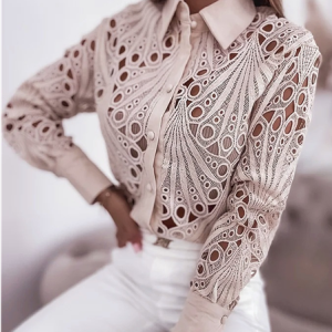 Shawl Collar Long Sleeve Plain Regular Loose Shirt For Women, Shirts, color:Pink|size:XXL, catalog Noracora shop
