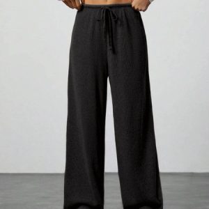 Women Plain Long Elastic Waist Pants Casual Spring/Fall Trousers, Pants, color:Black|size:XL, catalog Noracora shop