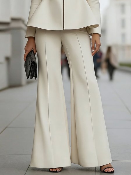 Urban Plain Fashion Flare Pants, Pants, color:Off White|size:XXL, Stylewe