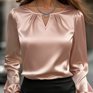 Long Sleeve Plain Lightweight Loose Shirt For Women, Blouses, color:Pink|size:XL, catalog Noracora shop