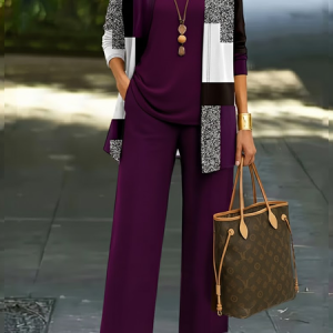 Women Plain Two-Piece Set Daily Long Sleeve Casual Spring/Fall Multi-Piece Set Matching Set, Sets, color:Purple|size:XXL, catalog Noracora shop