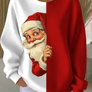 Casual Crew Neck Santa Claus Sweatshirt, Hoodies & Sweatshirts, color:Red|size:5XL, catalog Noracora shop