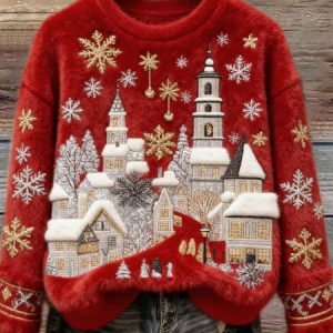 Casual Crew Neck Christmas Sweatshirt, Hoodies & Sweatshirts, color:Red|size:4XL, catalog Noracora shop