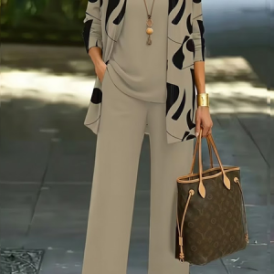 Women Plain Two-Piece Set Daily Long Sleeve Casual Spring/Fall Multi-Piece Set Matching Set, Sets, color:Khaki|size:XXL, catalog Noracora shop