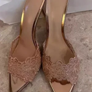 Elegant Plain Slip On High Heel Peep-toe Sandals, Sandals, color:Champagne|size:41, catalog Noracora shop