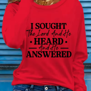 Casual Text Letters Crew Neck Long Sleeve T-shirt, T-shirts, color:Red|size:XXL, catalog Noracora shop