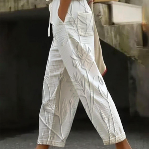 Women 3D Printing Long Pants Vintage Spring/Fall Trousers, Pants, color:White|size:5XL, catalog Noracora shop