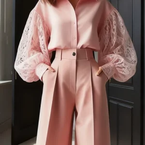 Urban Plain Shirt Collar Shirt, Blouses and Shirts, color:Pink|size:XXL, Stylewe