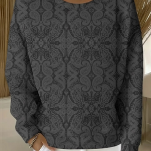 Women Abstract Crew Neck Printing Casual Spring/Fall Long Sleeve Sweatshirt, JustFashionNow Sweatshirts & Hoodies, color:Gray|size:5XL,