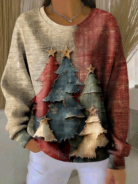 Women Christmas Crew Neck Printing Casual Spring/Fall Long Sleeve Sweatshirt, JustFashionNow Sweatshirts & Hoodies, color:As Picture|size:5XL,