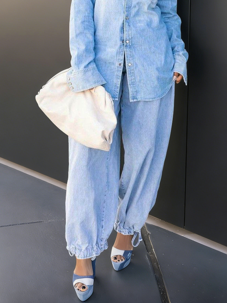 Casual Loose Denim Plain Jeans, Jeans, color:Denim Blue|size:XXL, Stylewe - Image 2