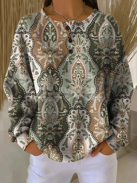 Women Floral Crew Neck Printing Casual Spring/Fall Long Sleeve Sweatshirt, JustFashionNow Sweatshirts & Hoodies, color:As Picture|size:5XL,