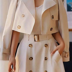 Casual Buttoned Plain Lapel Collar Trench Coat, Coats, color:Khaki|size:XXL, Stylewe