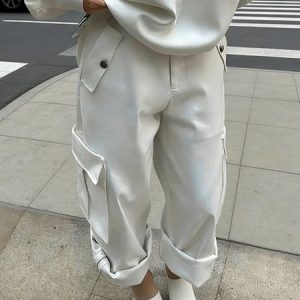 Elegant Plain Pockets Cargo Pants, Cargo Pants, color:White|size:XXL, Stylewe
