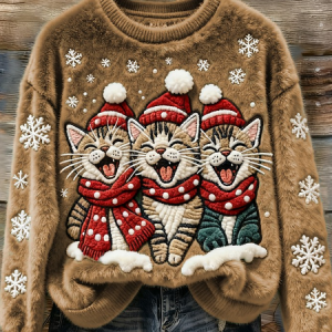 Casual Crew Neck Christmas Sweatshirt, Hoodies & Sweatshirts, color:Brown|size:4XL, catalog Noracora shop