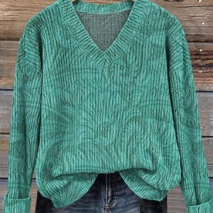 Women Gradient Pattern Long Sleeve Comfy Vintage Sweater, Sweaters, color:Color3|size:XS, catalog Noracora shop