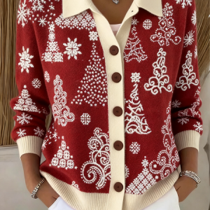 Women Knitted Christmas Long Sleeve Comfy Casual Cardigan, Cardigans, color:Red|size:4XL, catalog Noracora shop