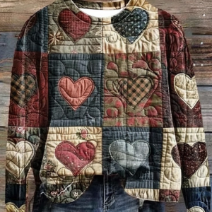 Women Heart/Cordate Crew Neck Printing Casual Spring/Fall Long Sleeve Sweatshirt, JustFashionNow Sweatshirts & Hoodies, color:As Picture|size:XXL,
