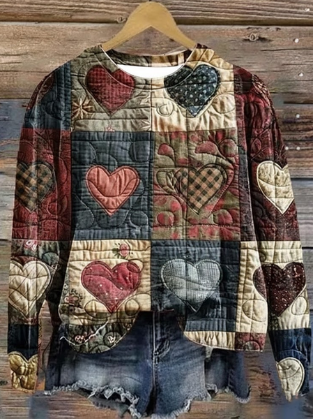 Women Heart/Cordate Crew Neck Printing Casual Spring/Fall Long Sleeve Sweatshirt, JustFashionNow Sweatshirts & Hoodies, color:As Picture|size:XXL,