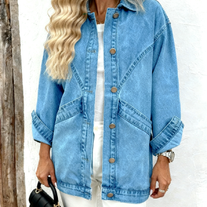 Women Spring/Fall Outerwear Casual Plain Long Sleeve Jacket, Jackets, color:Blue|size:XS, catalog Noracora shop