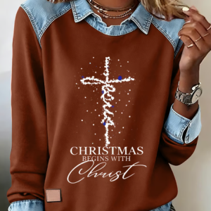 Casual Shawl Collar Christmas Sweatshirt, Hoodies & Sweatshirts, color:Brown|size:5XL, catalog Noracora shop