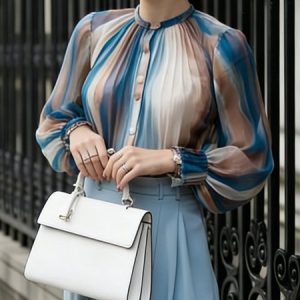 Urban Abstract Printing Crew Neck Shirt, Blouses and Shirts, color:Blue|size:XXL, Stylewe