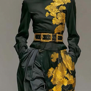 Urban Floral Stand Collar Blouse, Blouses and Shirts, color:Black|size:XXL, Stylewe