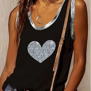 Casual U-Neck Color Block Tank Top, Tanks & Camis, color:Black|size:XXL, catalog Noracora shop