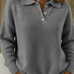 Women Plain Long Sleeve Comfy Casual Sweater, Hoodies & Sweatshirts, color:Gray|size:5XL, catalog Noracora shop