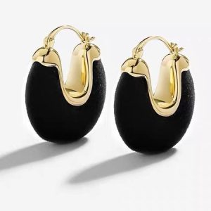 Ankola Red Flocked Earrings - Fashionable Autumn/winter New Style Light Luxury High-end Electroplated Retro Style Earrings, Earring, color:Black|size:One-size, catalog Noracora shop