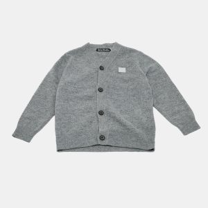 Acne Studios Kids Grey Applique Wool Cardigan 6/8 Y, Clothing - Luxury Closet