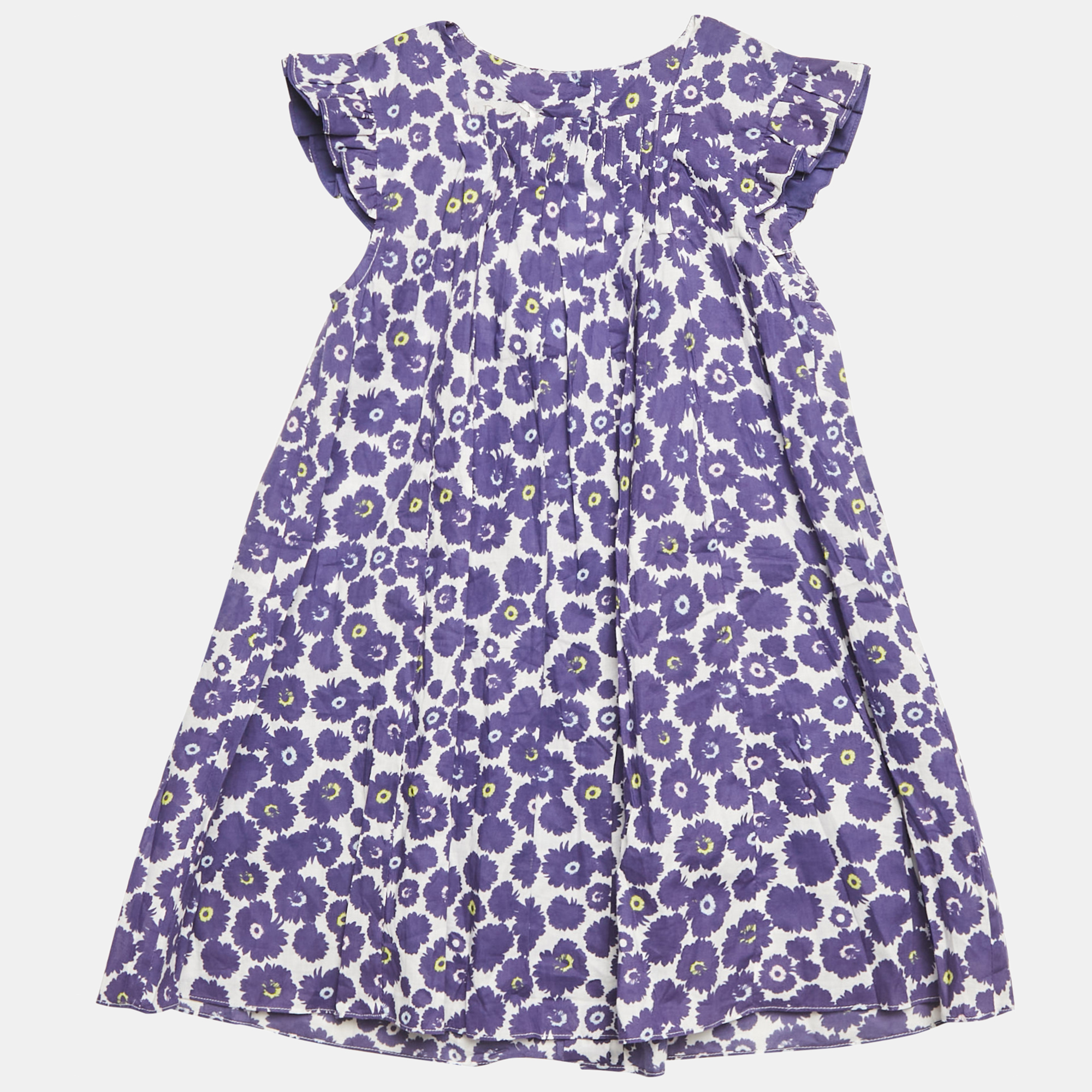 Baby Dior Blue Floral Print Cotton A-Line Sun Dress Set 36M, Clothing - Luxury Closet
