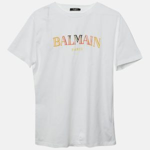 Balmain Kids White Logo Embroidered Cotton T-Shirt Size 14 Yrs, Clothing - Luxury Closet