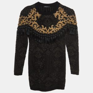 Balmain Black/Gold Jacquard Knit Tasseled Dress (12 Yrs), Clothing - Luxury Closet