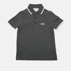 Boss By Hugo Boss Kids Grey Cotton Polo T-Shirt 5 Yrs, Clothing - Luxury Closet
