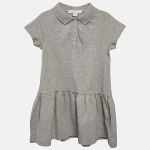 Burberry Children Grey Melange Cotton Pique Pleated Polo Dress 4 Yrs, Clothing - Luxury Closet