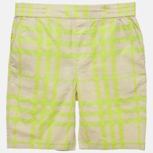 Burberry Kids Beige/Neon Checks Cotton Travard Shorts 14Yrs, Clothing - Luxury Closet