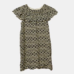 Burberry Children Cream Stripe Print Silk Ruffled Lilla Dress 10 Yrs, Clothing - Luxury Closet