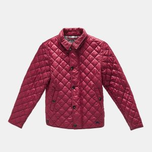 Burberry Children Pink Synthetic Button Front Quilted Jacket 10 Yrs, Clothing - Luxury Closet