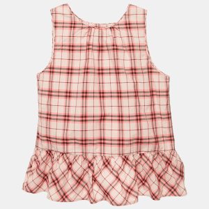 Burberry Pink Checks Cotton Ruffled Back Top 14Yrs, Clothing - Luxury Closet