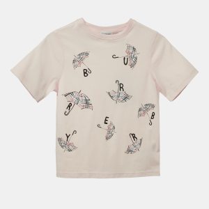 Burberry Kids Pink Umbrella Print Jersey T-Shirt 8Yrs, Clothing - Luxury Closet