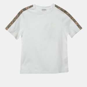 Burberry Kids White Checks Patch Print Jersey T-Shirt 8Yrs, Clothing - Luxury Closet