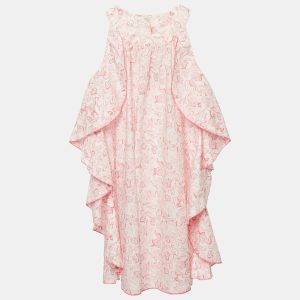 Dior Kids Pink Printed Cotton Ruffled Sleeveless Dress 8 Yrs, Clothing - Luxury Closet