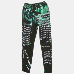 Dolce & Gabbana Kids Black/Green Foil Print Sweatpants 11/12 Yrs, Clothing - Luxury Closet