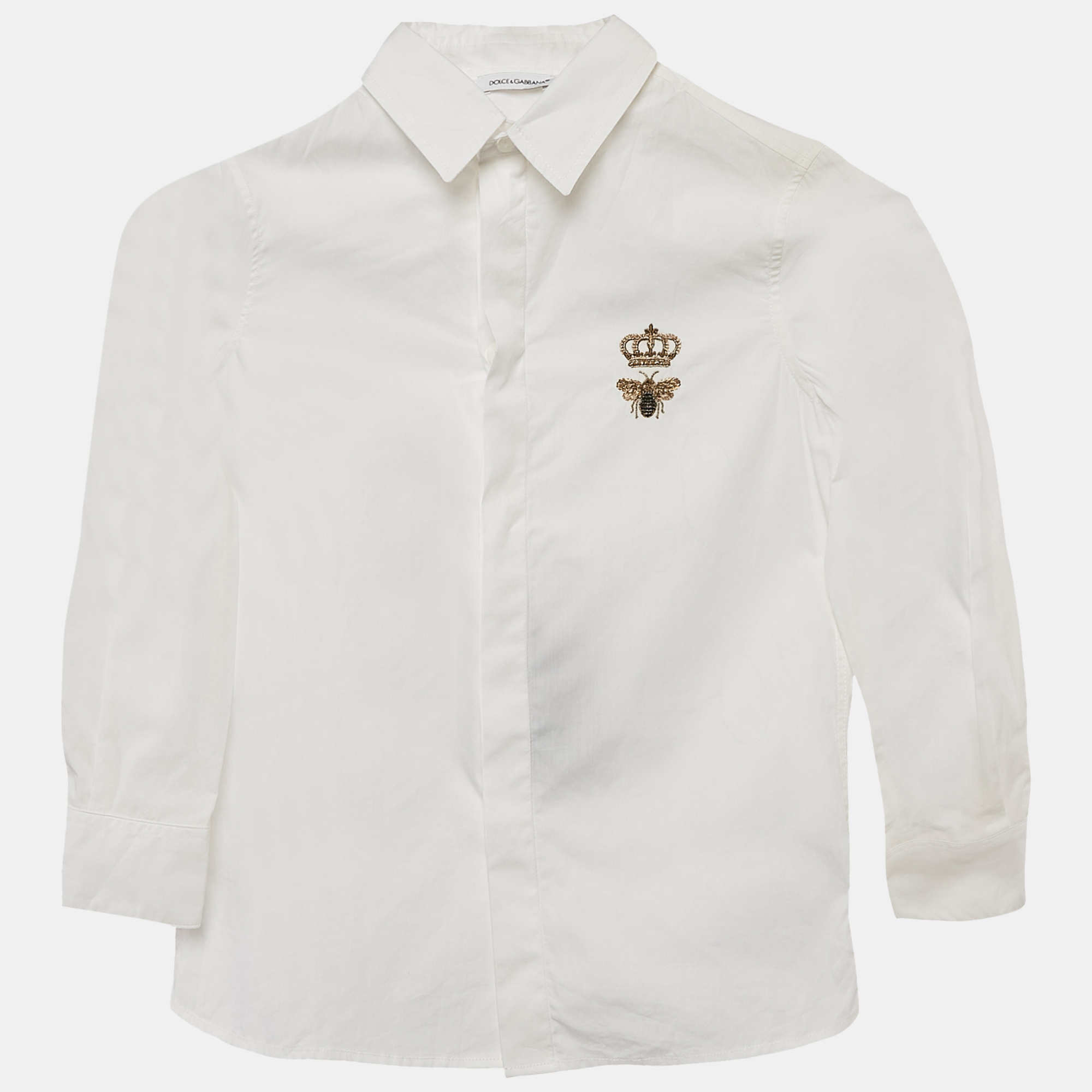 Dolce & Gabbana Kids White Cotton Long Sleeve Shirt 6 Yrs, Clothing - Luxury Closet