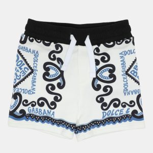 Dolce & Gabbana White Logo Print Knit Shorts 6-9 Month, Clothing - Luxury Closet