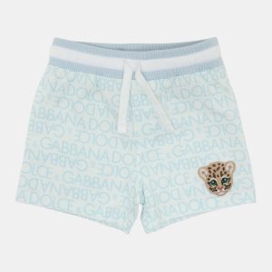 Dolce & Gabbana Blue/White Logo Print Knit Shorts 6-9 Month, Clothing - Luxury Closet