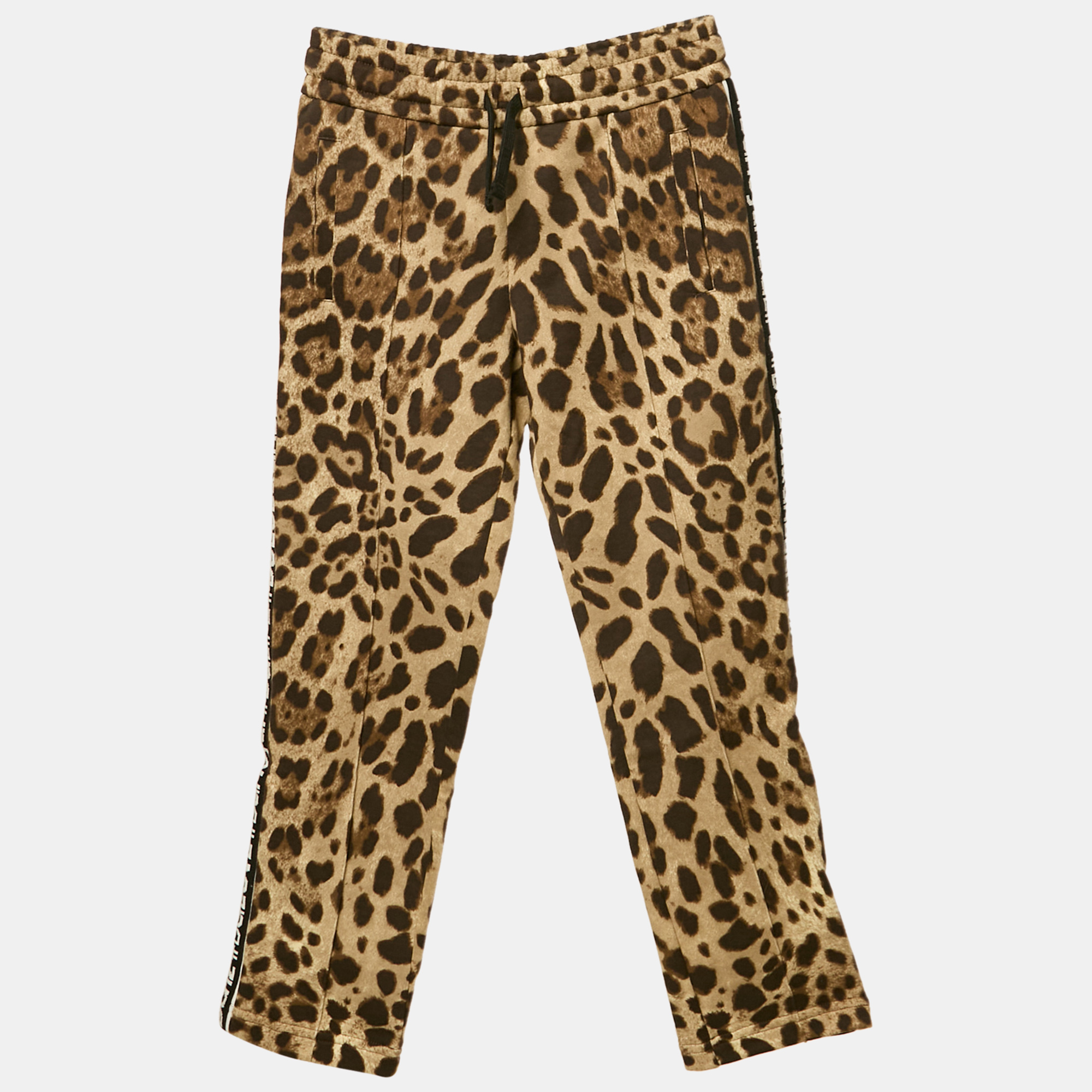 Dolce & Gabbana Kids Brown Leopard Print Cotton Track Pants 7/8 Yrs, Clothing - Luxury Closet