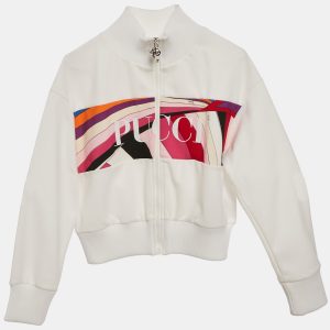 Emilio Pucci Kids White Iris Print Jersey Zip -Up Sweatshirt 12 Yrs, Clothing - Luxury Closet