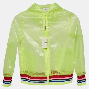 Fendi Neon Green Printed Synthetic Sheer Jacket 9Y, Clothing - Luxury Closet